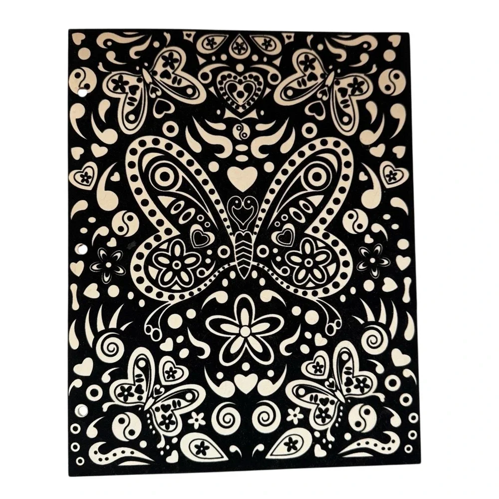Lisa Frank Folder Velvet Black Butterfly Yin Yang 2004 Psychedelic School Supply
